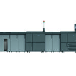 A large printer is shown with many doors open.