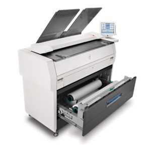 A large printer with two trays and one drawer.