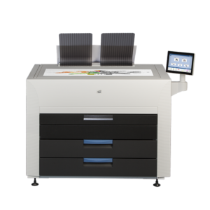 A printer with two drawers and one drawer open.