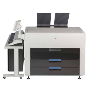 A printer with two chairs on the side of it.