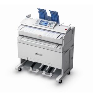 A printer that is sitting on some wheels
