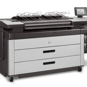 A large printer with two drawers and a touch screen.