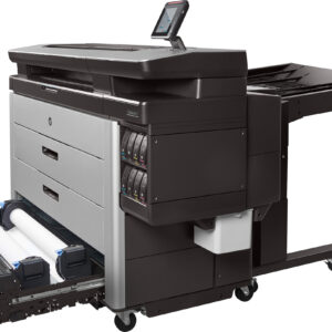 A printer with two rolls of paper on top.