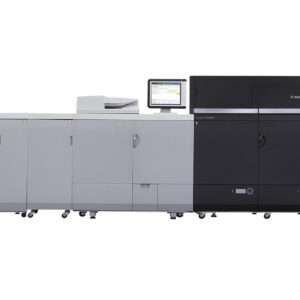 A large printer is shown with two smaller machines.