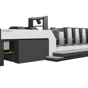 A large print press machine with multiple colors.