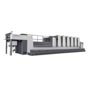 A large machine is shown with many sheets of paper.