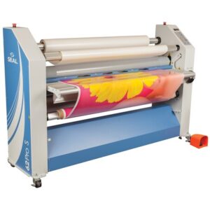 A large roll laminator with a long roller.